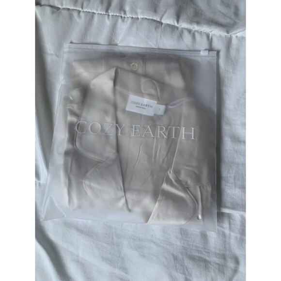 Cozy Earth Women's Serenity Silk Classic Short Sleeve Pajama Top Champagne - S - Picture 2 of 5